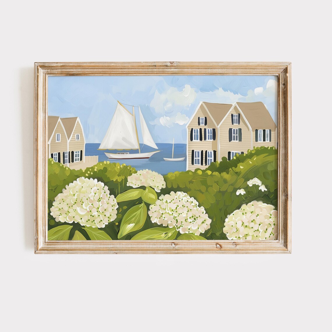 Nantucket Harbor Painting, Coastal Wall Art Print