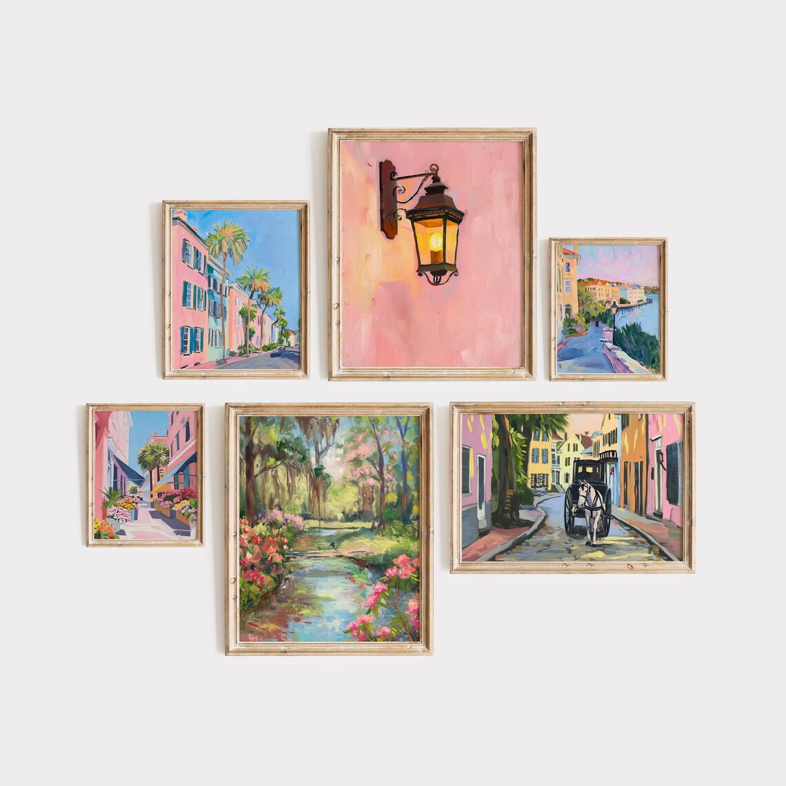 Charleston Gallery Wall Poster Set Six Southern Street Scene Paintings