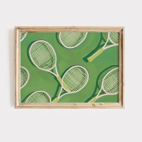 Landscape Tennis Rackets Wall Art Sportscore Decor For Dorm Room Or Teen Girl Bedroom Modern Athlete Gift Her