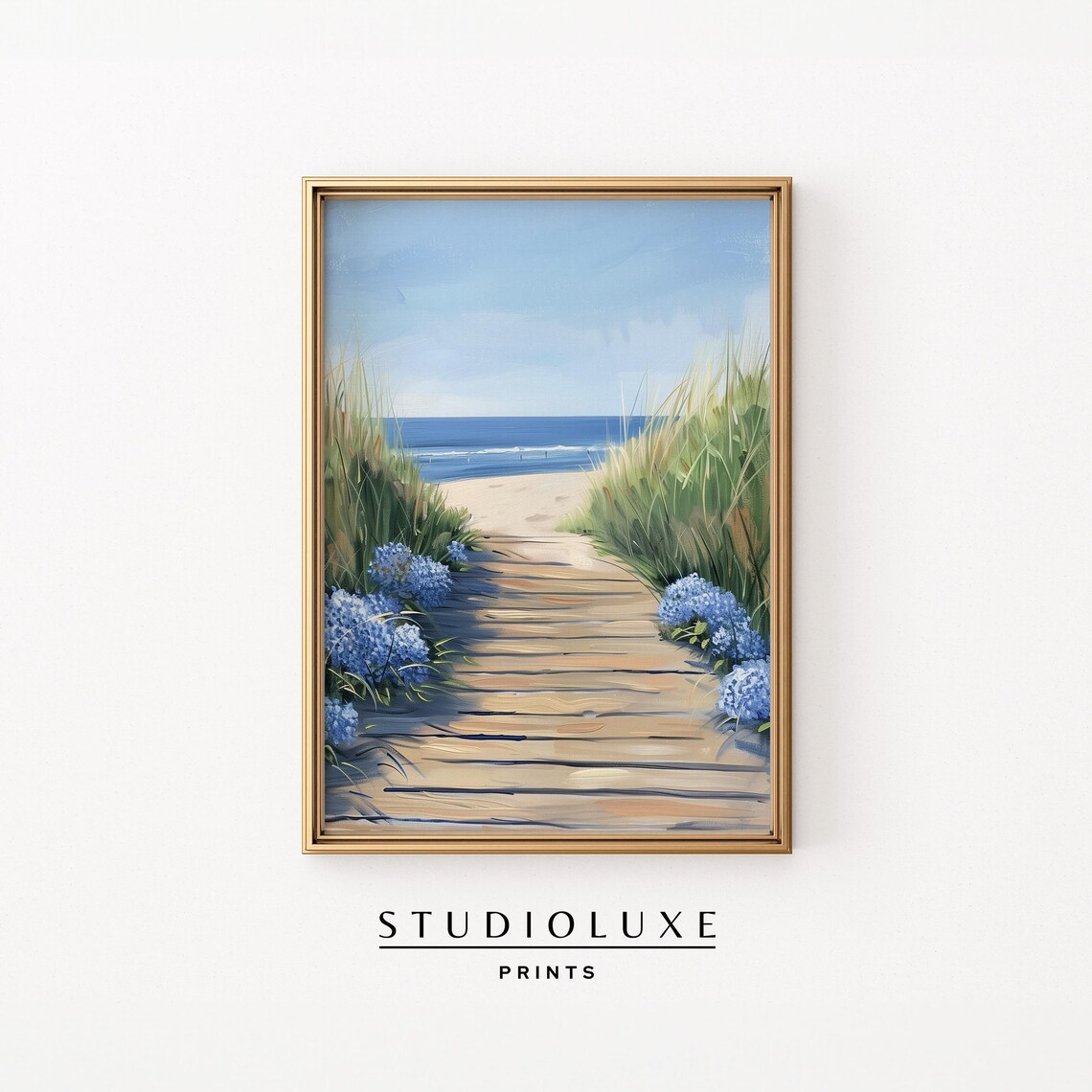 Beach Hydrangea Painting, Coastal Art Print