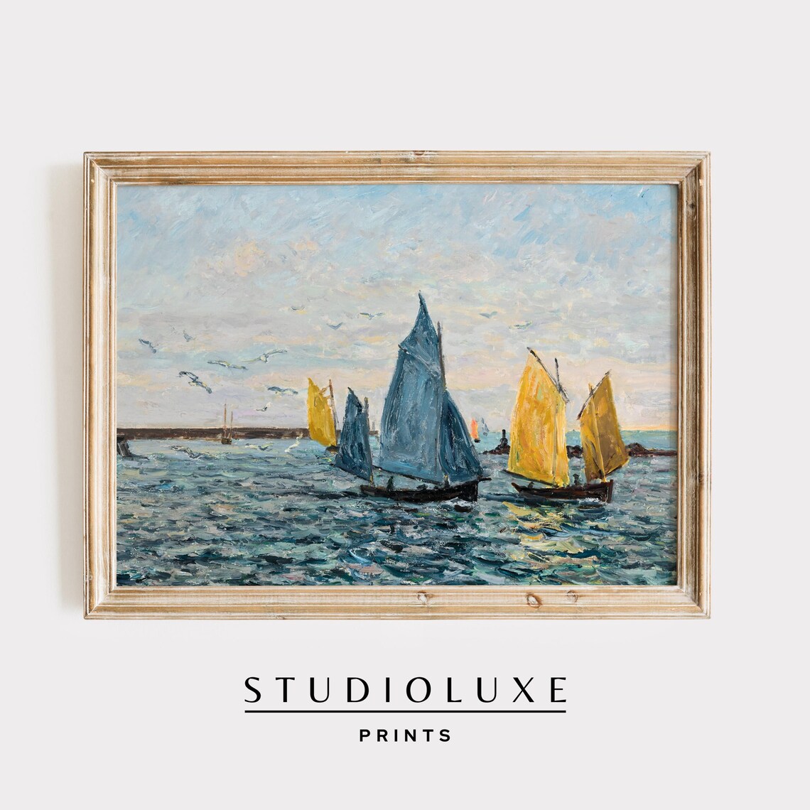 Lone Sailboat On Turquoise Sea Coastal Nautical Decor Poster