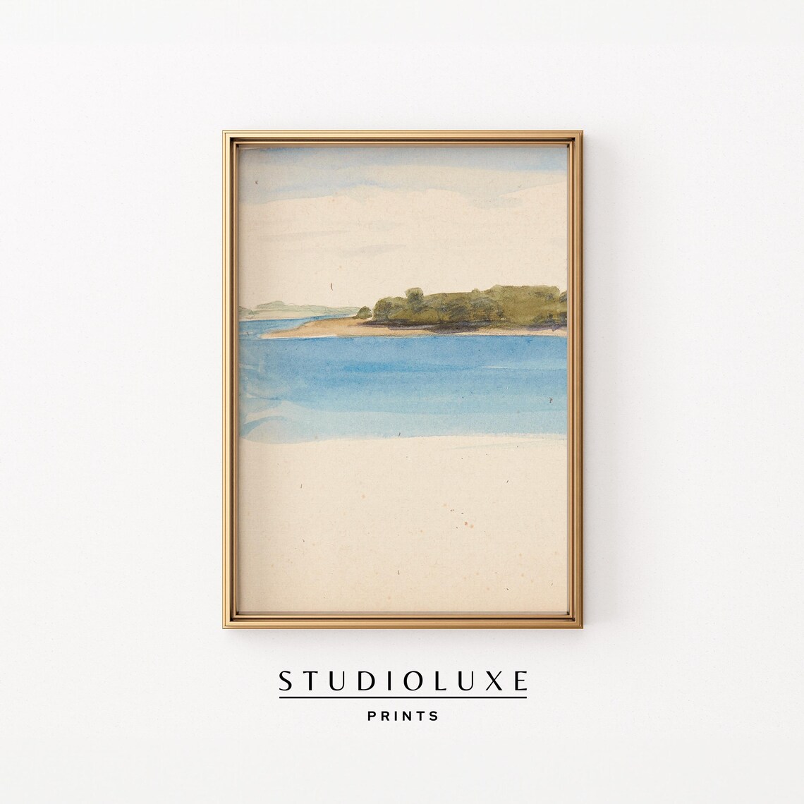 Minimalist Beach Island Point Watercolor Serene Coastal Poster