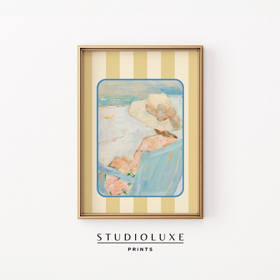 Woman in Sunhat at the Beach Impressionist Painting Art Print
