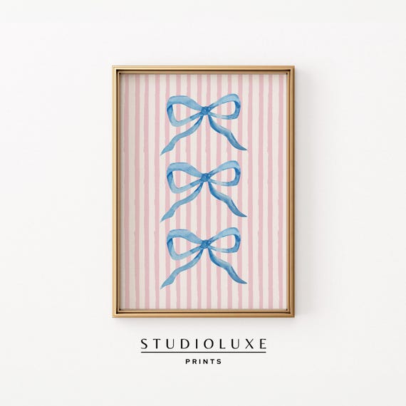 Coquette Room Decor Pink Bow Wall Art Preppy Trendy Apartment Coastal Granddaughter Cute Nursery