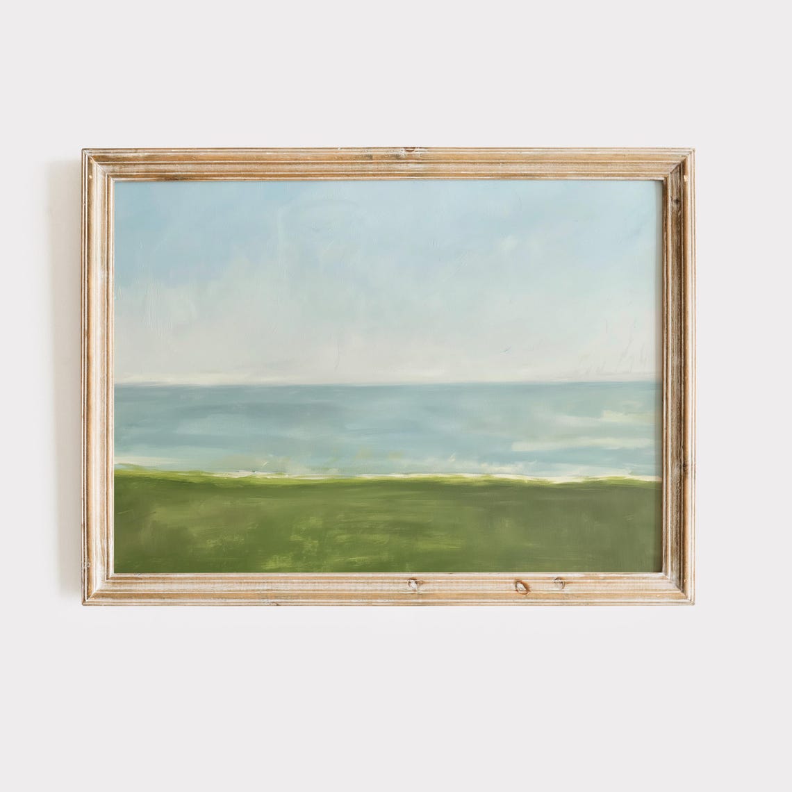 Calm Gray Blue Ocean Horizon Minimalist Horizontal Painting Poster