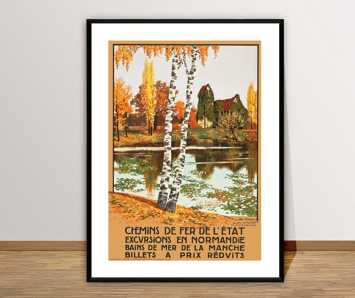 Chemins de Fer de l'Etat Normandy Autumn Vintage Railway Travel Poster - Image 2