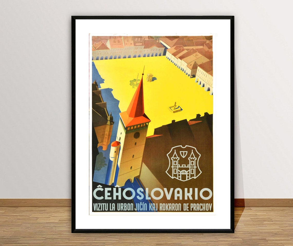 Czechoslovakia Jicin Prachov Rocks Rare Esperanto Travel Poster - Image 2