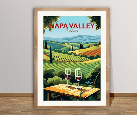 Napa Valley California Travel Poster By Wed Napa Valley Poster Napa Vineyard Print Wall Decor Gift Idea