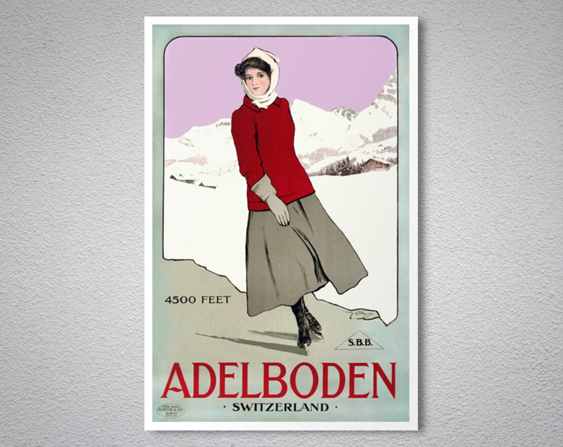 Adelboden Suisse Vintage Travel Poster, Travel Poster - Image 2