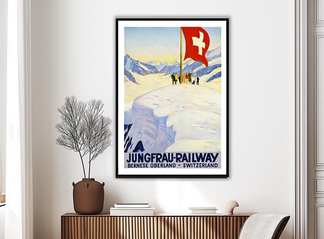 Jungfrau Railway Vintage Ski Poster, Switzerland - Image 2