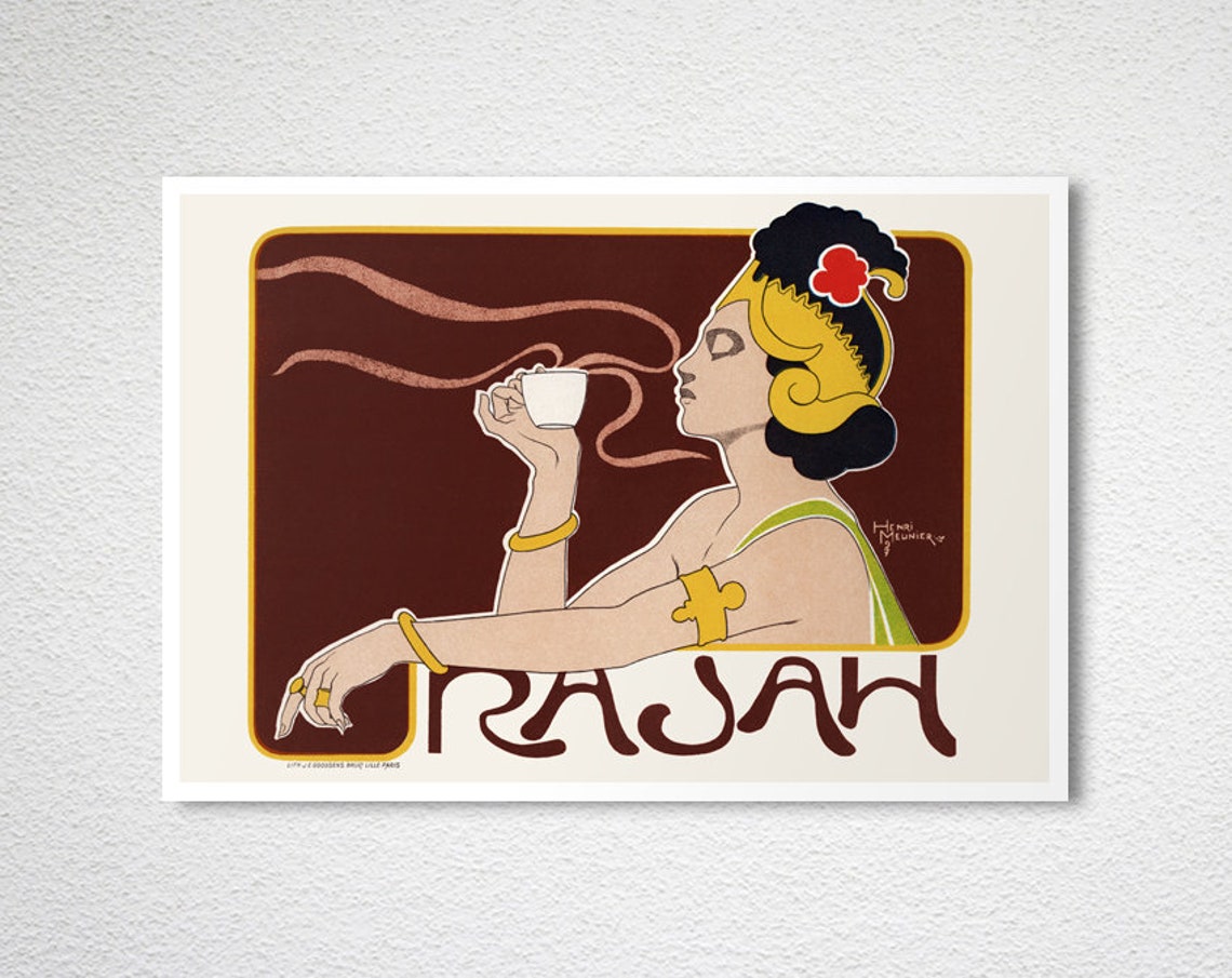 Cafe Rajah Vintage Coffee Indian Princess Advertising Poster - Image 2