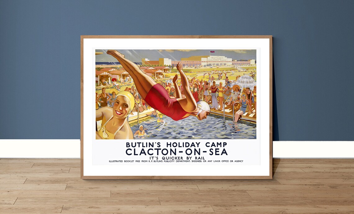 Butlins Holiday Camp Clacton-on-Sea Vintage Travel Poster