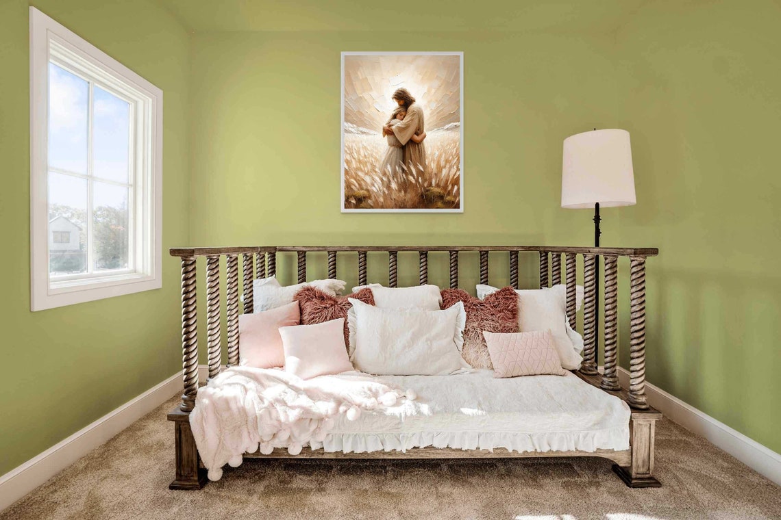 Accept Him Christian Jesus Hugging Girl, Bible Art - Image 2