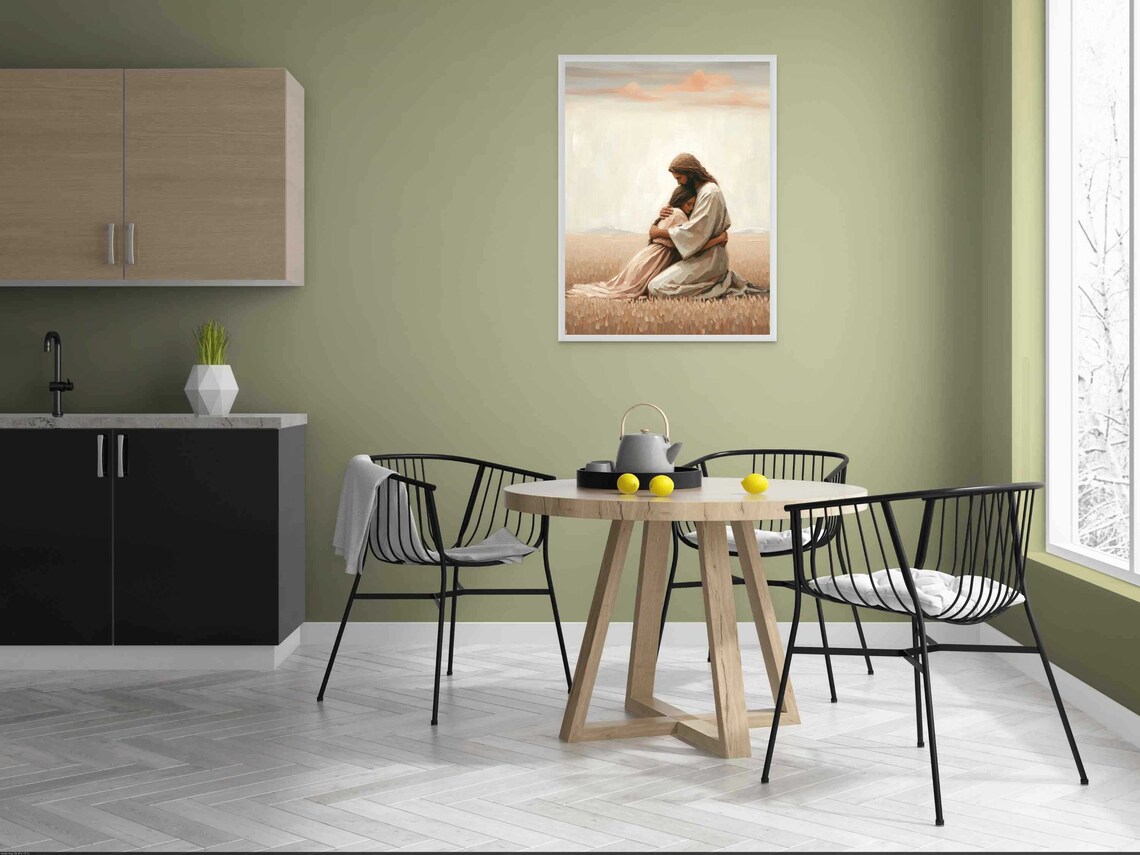Safe With Jesus Christian Painting, Bible Verse - Image 2