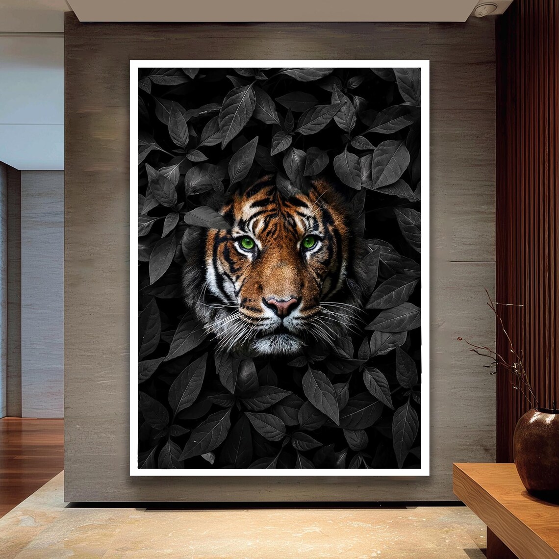 Tiger Wall Art Print, Jungle Animal Painting