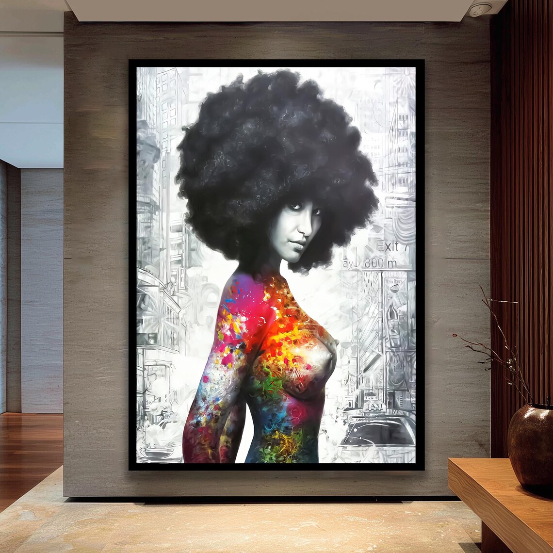 Afro Woman Portrait, Urban Pop Wall Art Print
