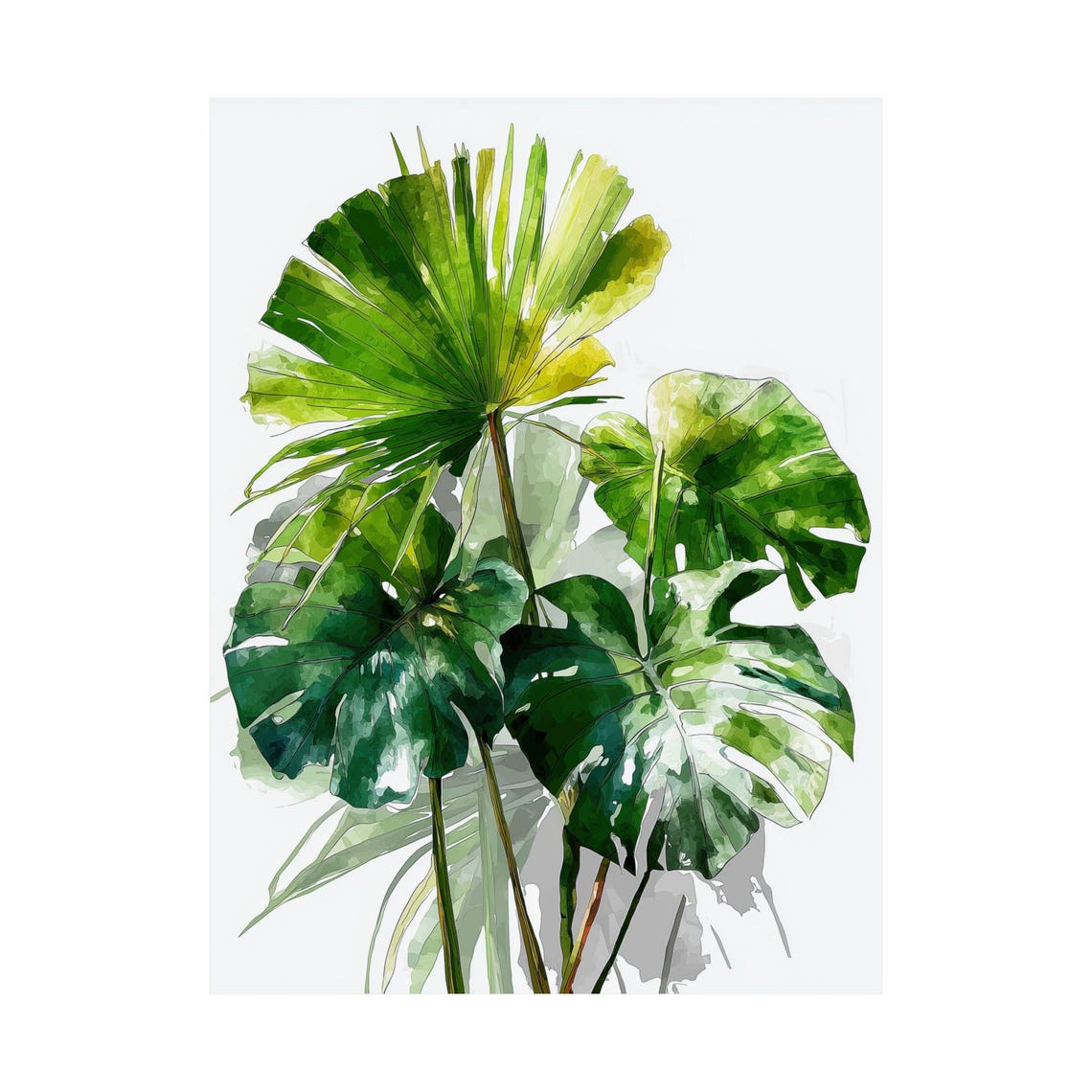 Tropical Leaf Watercolor Botanical Illustration