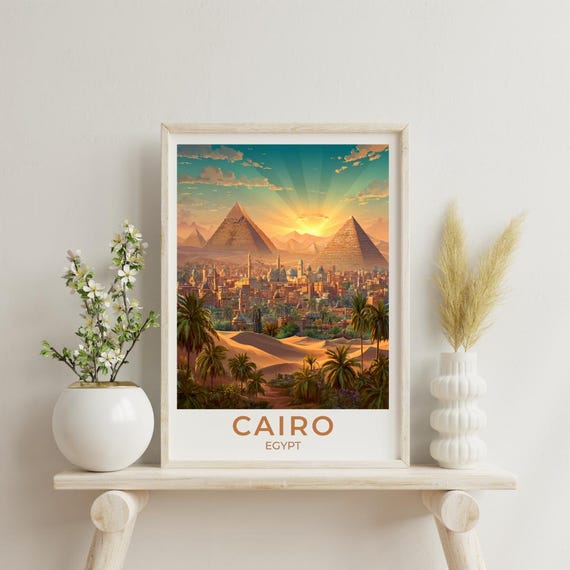 Cairo Travel Art Egypt Poster Print Wall Decor Gift For Vintage Style Scenic Tourist
