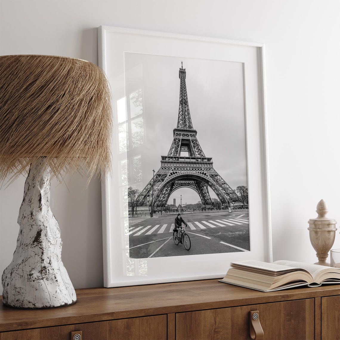 Eiffel Tower Black And White Cyclist Paris Street View Travel Poster - Image 4