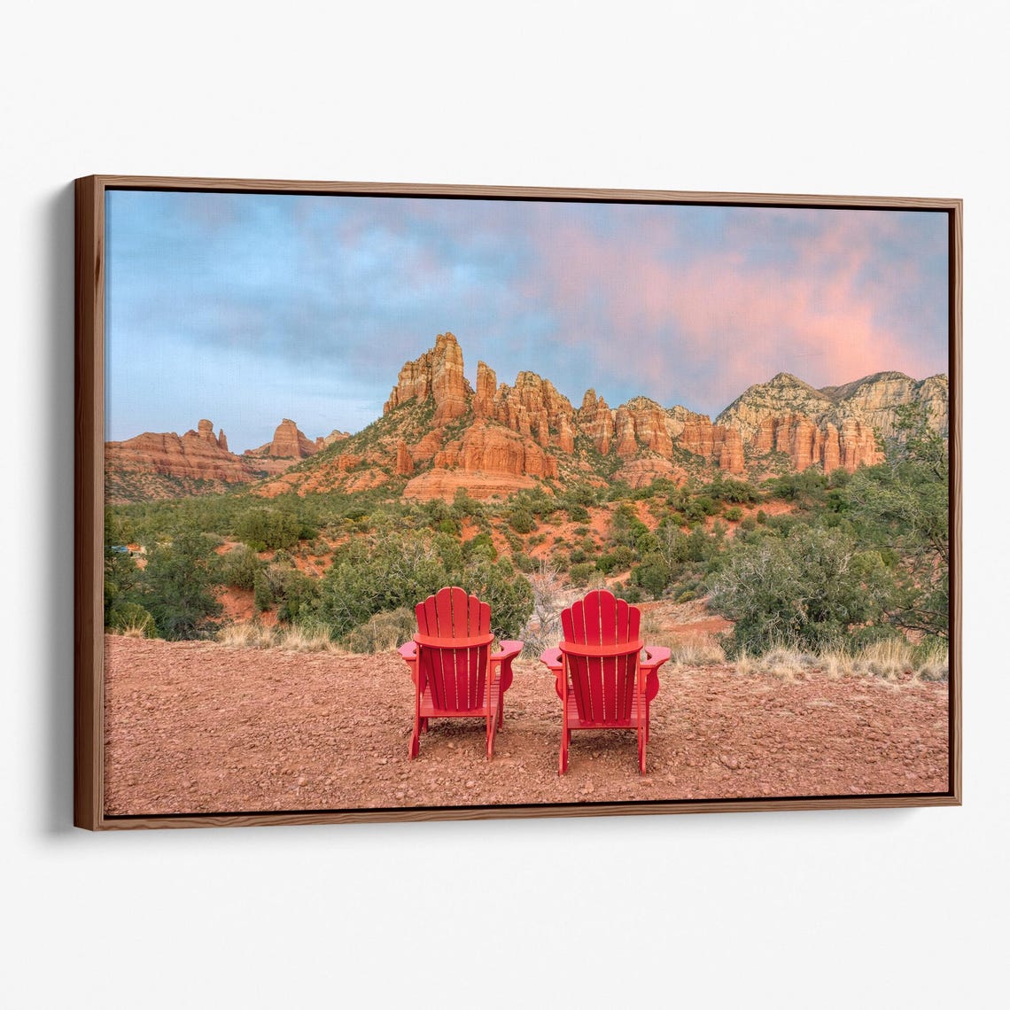 Sedona Arizona Red Rock Sunset Two Chairs Desert Viewpoint Poster - Image 3