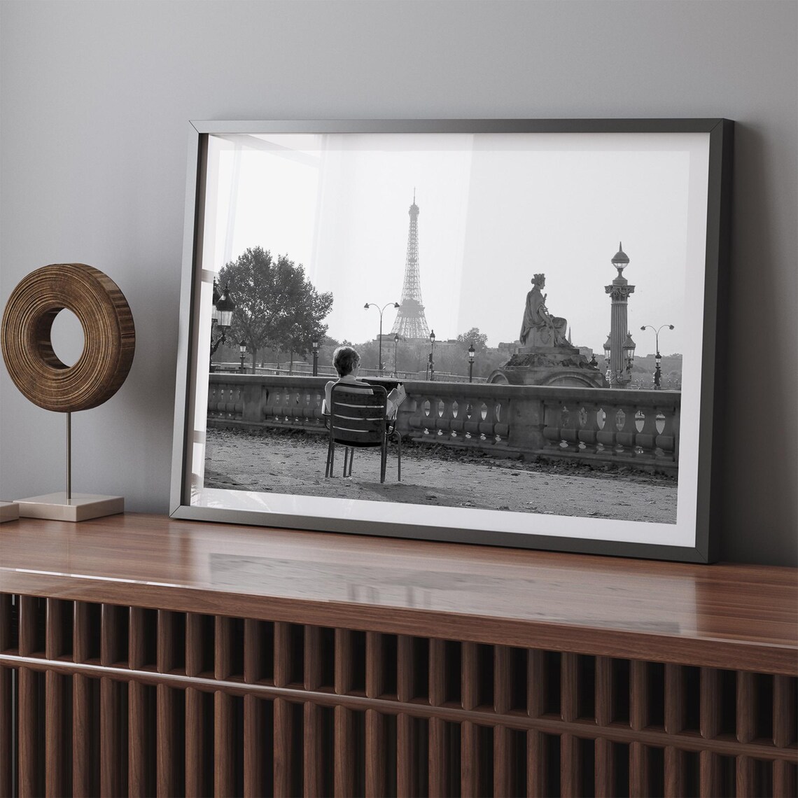 Paris Black-and-White Woman Reading Art Print - Image 3
