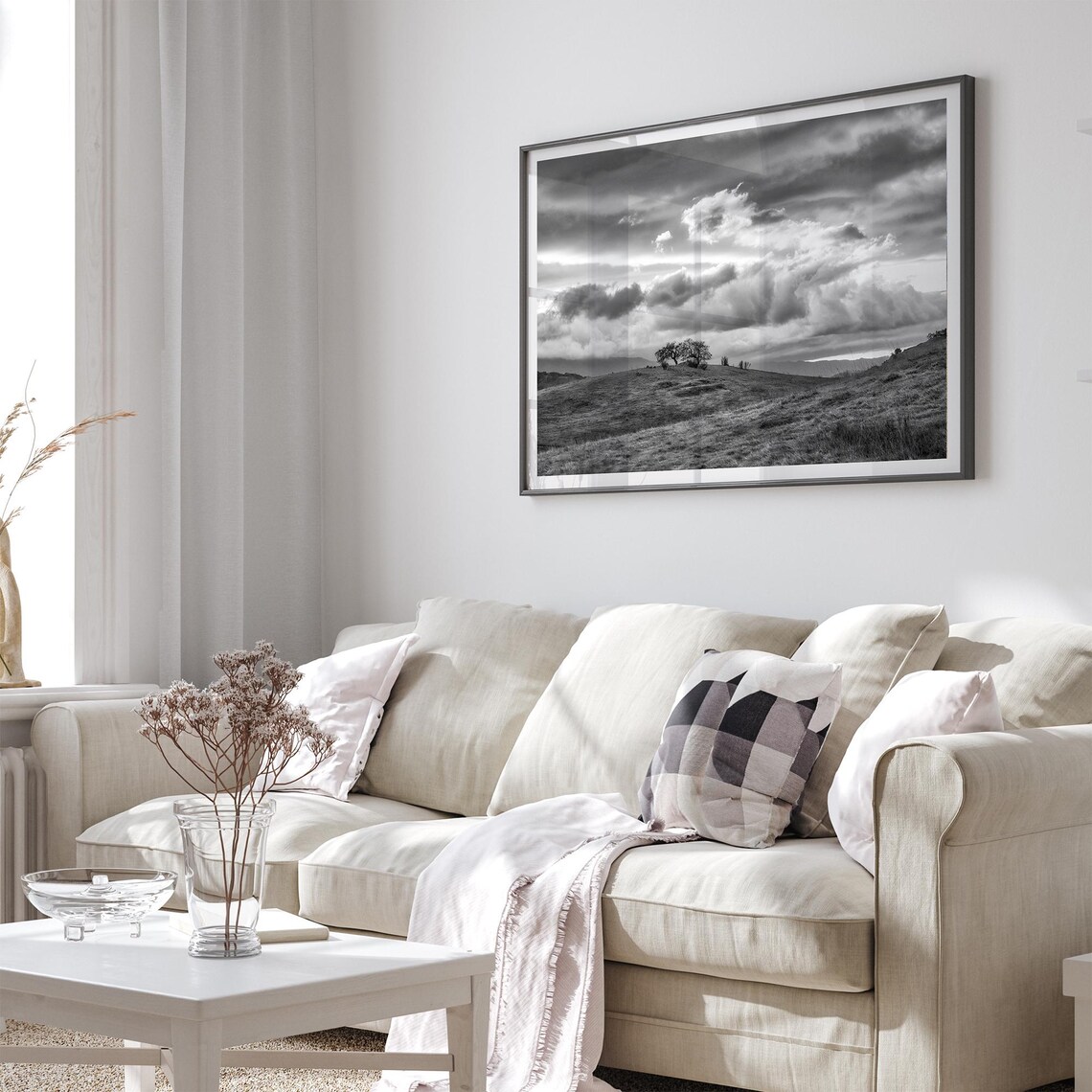 California Hills Black and White Nature Art Print - Image 5