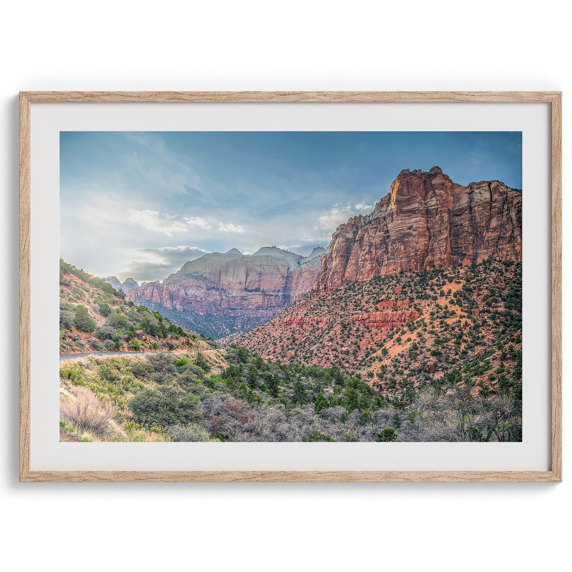 Zion National Park Red Rock Cliffs Canyon Golden Light Nature Poster