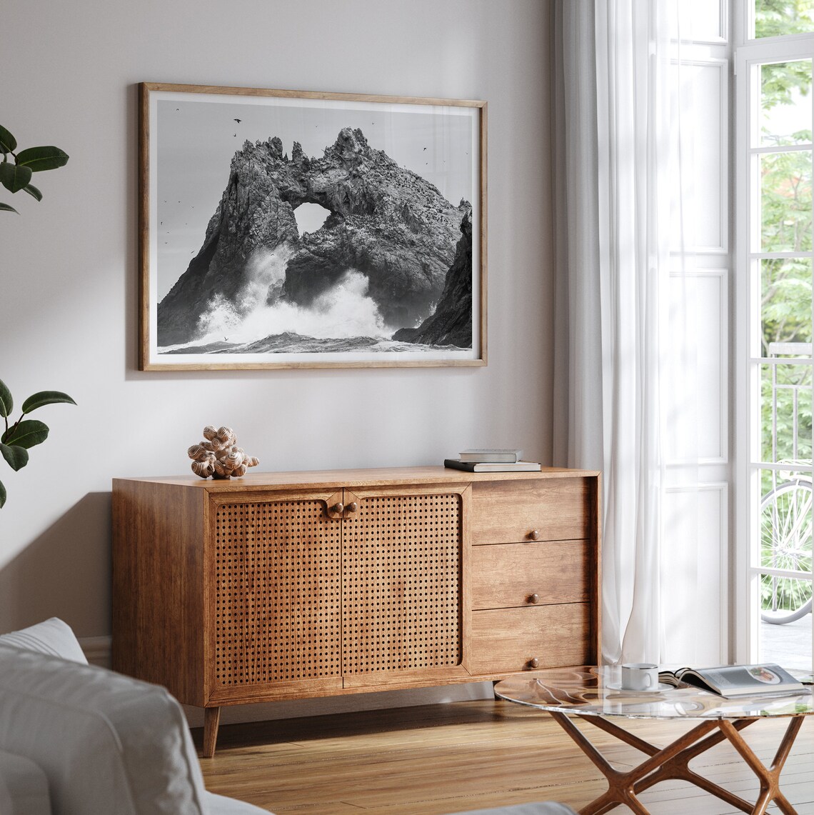 Black And White Ocean Surf Art Print, PNW Beach - Image 3