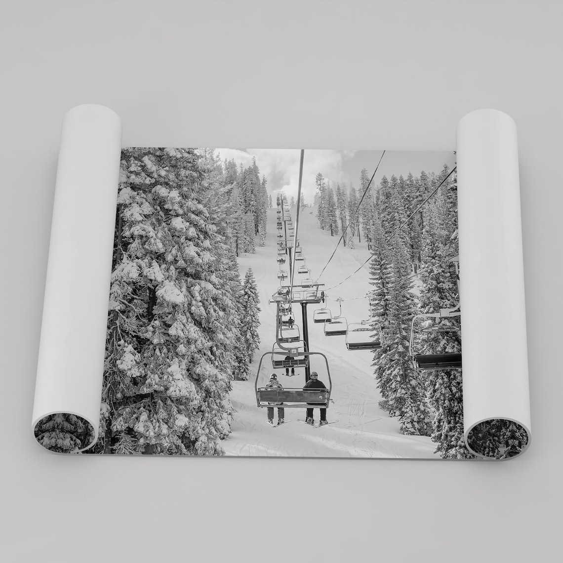 Mountain Ski Print, Black-And-White Winter Forest - Image 2