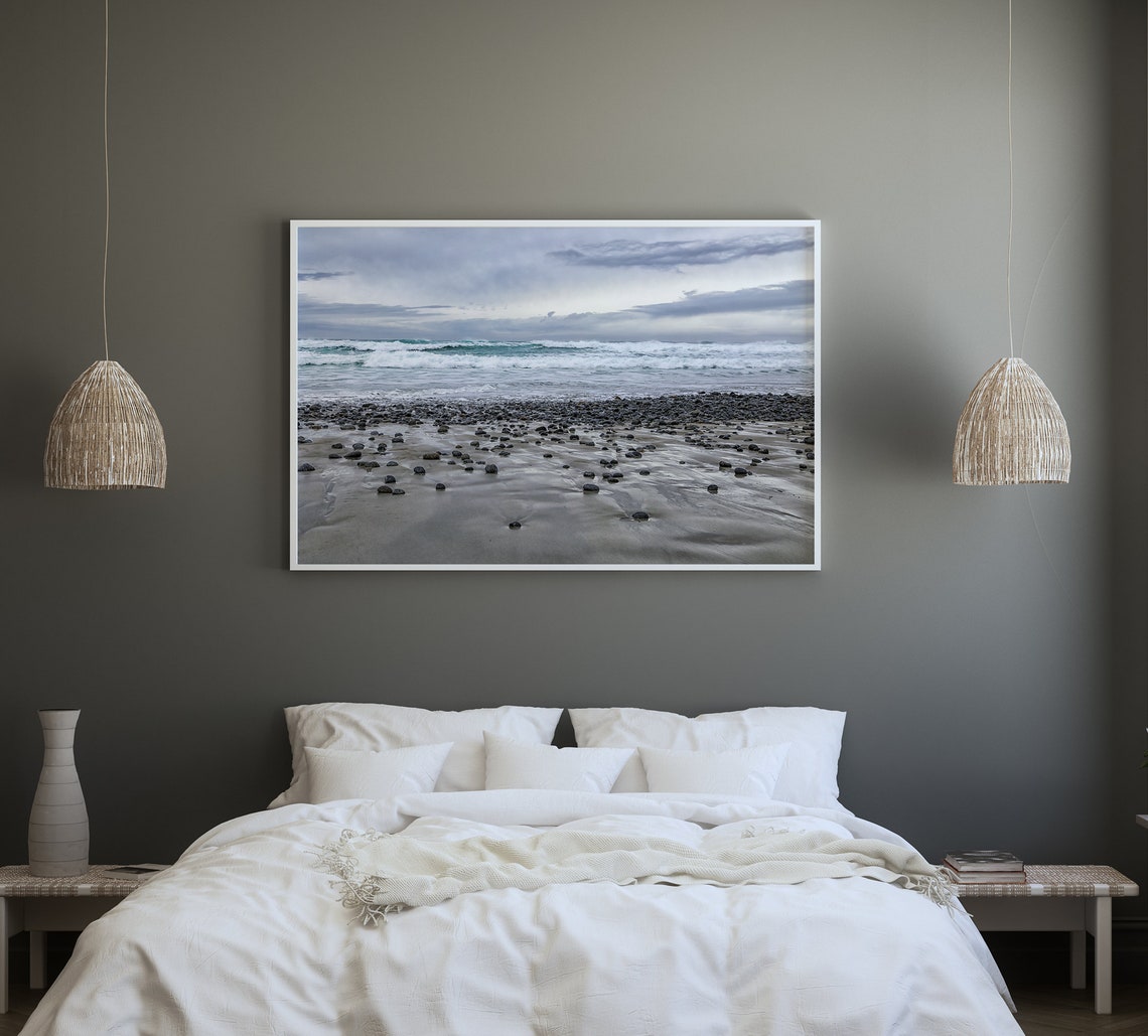 Pebble Beach California Moody Waves Rocky Shore Overcast Sky Poster - Image 5