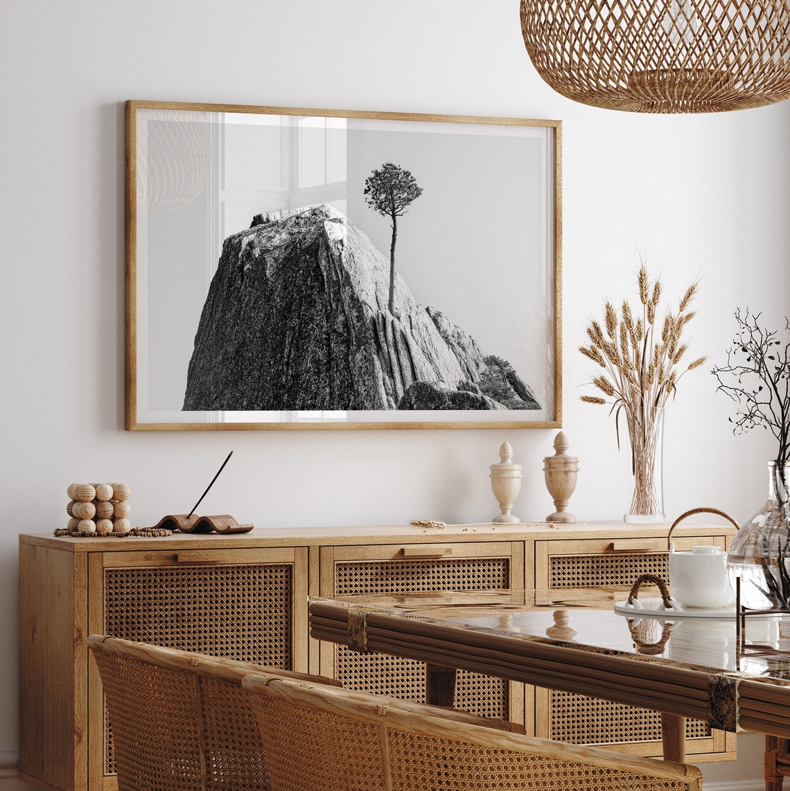 Lone Pine Tree Granite Cliff Black And White Minimal Mountain Poster - Image 5