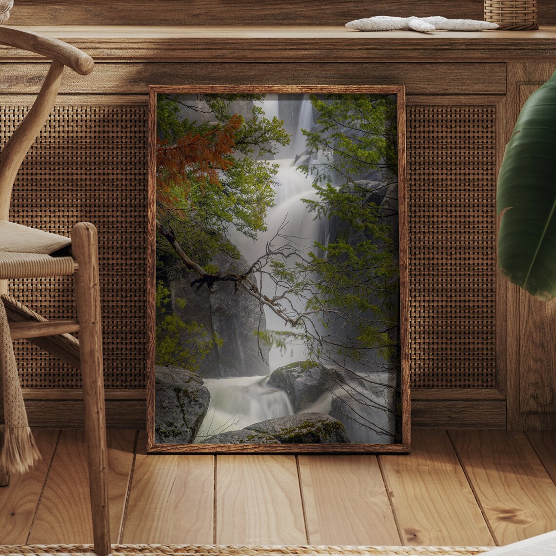 Yosemite Waterfall Minimalist Mountain Art Print - Image 2