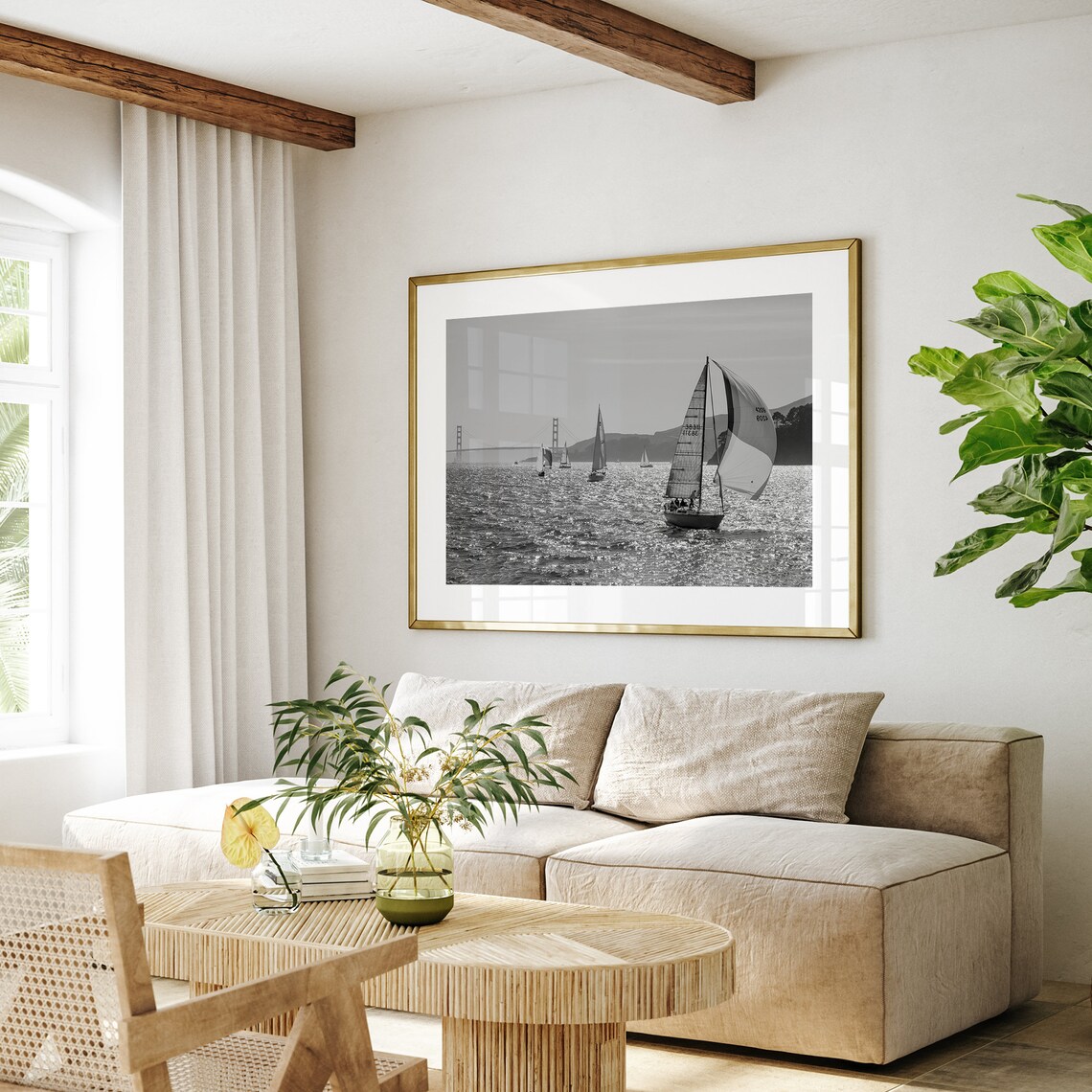 San Francisco Sailboats, Golden Gate Bridge Art Print - Image 4