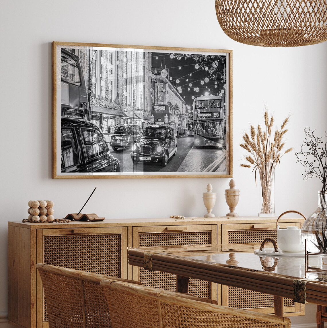 London Street at Christmas, Holiday Wall Art Print - Image 3
