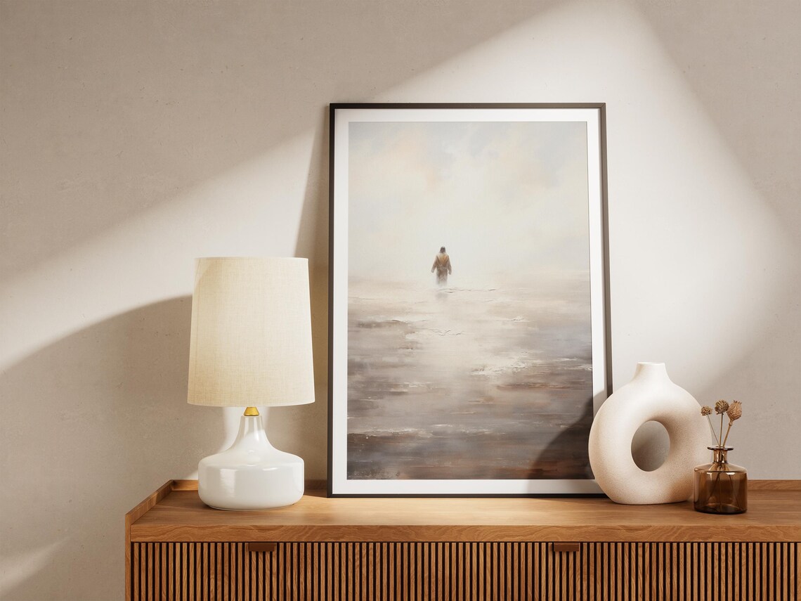 Jesus Walking On Water Painting Jesus Christ Print Bible Art Modern Christian Wall Art Jesus Wall Art Jesus Walking On Sea Jesus Gifts - Image 4