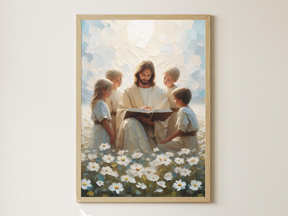 Lessons Of Love Jesus Teaching Children Art Print
