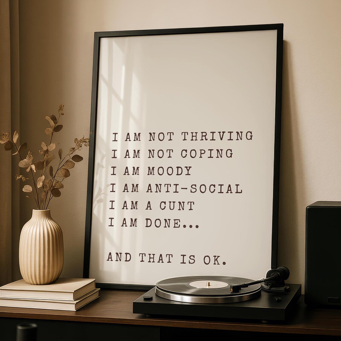 Funny Affirmation Anti Typewriter Poster Print