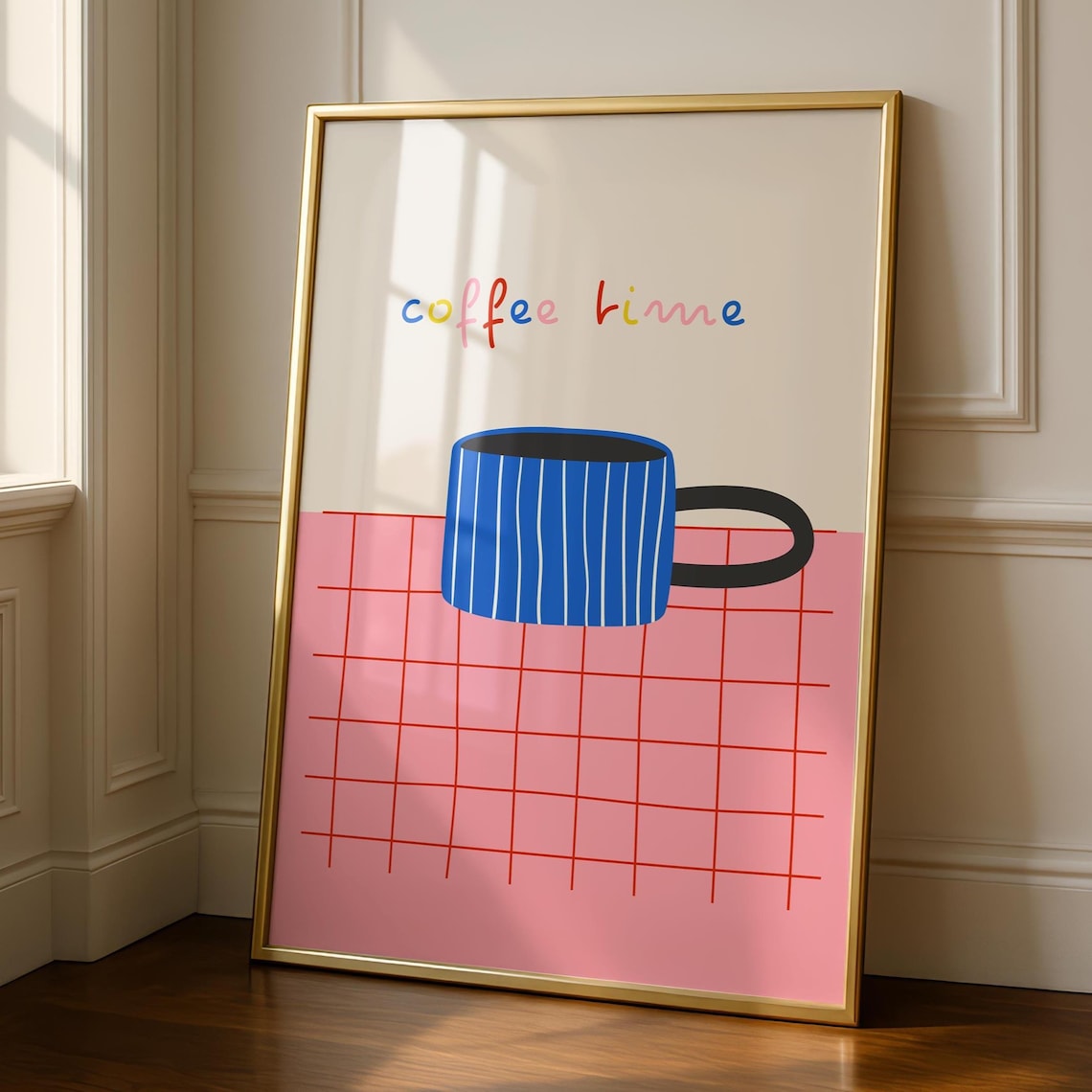 Pink Coffee Kitchen Art Print, Cute Cafe Decor
