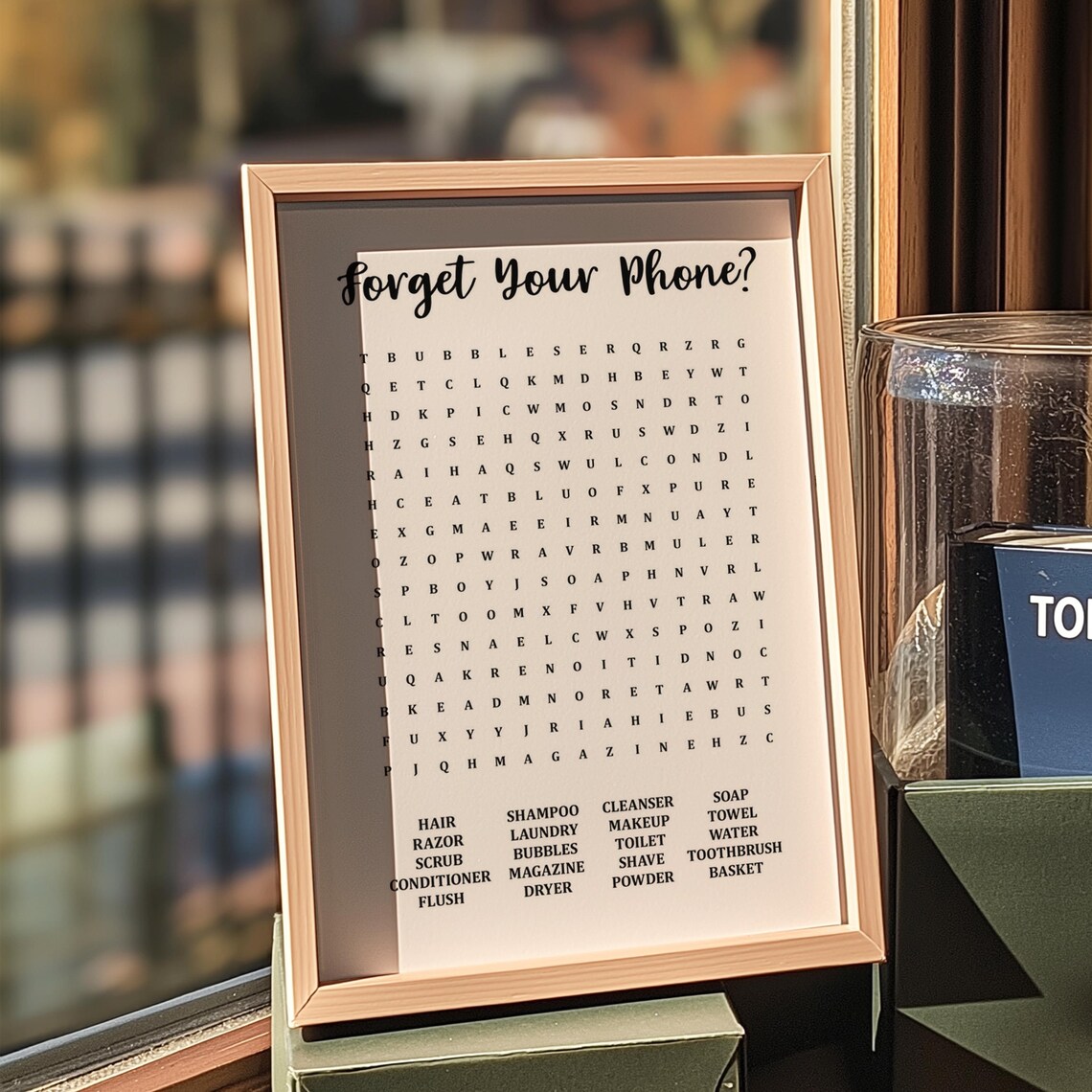 Bathroom Word Search Art Print, Playful Word Puzzle