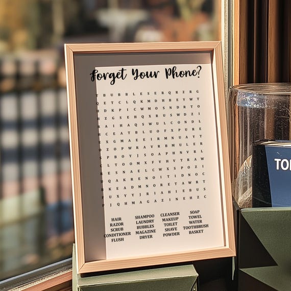 Bathroom Word Search Art Print, Playful Word Puzzle