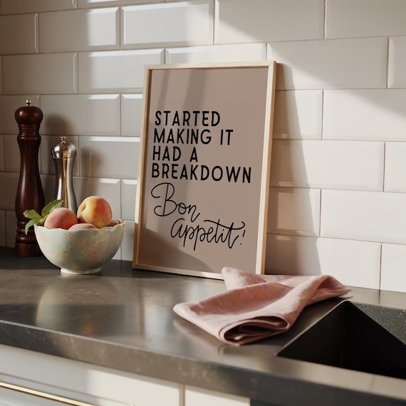Funny Kitchen Wall Art Print Bake Off Bon Appetit Quote Cooking Decor James Akester Quotes Green Prints