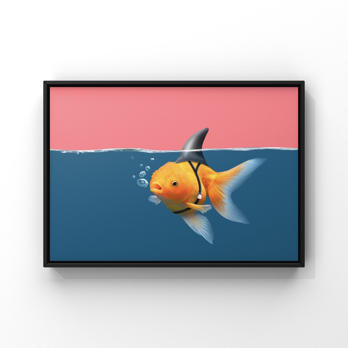 Goldfish Shark Bathroom Decor Funny Bathroom Poster Print