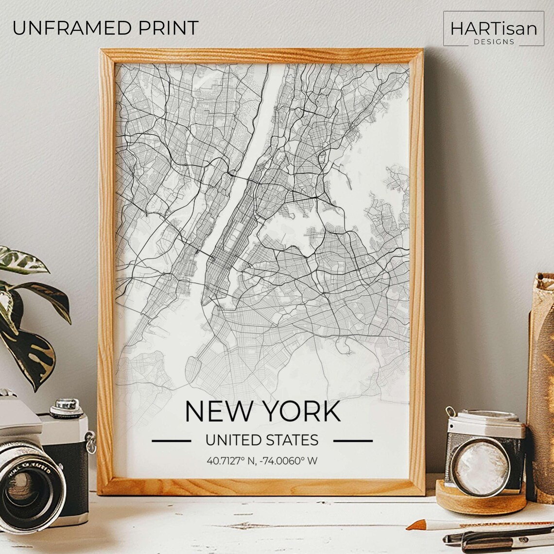 New York USA City Street Map Gradient Art Travel Gift Poster - Image 5