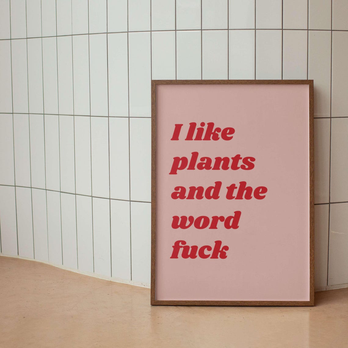 I Like Plants and the Word Fuck Sage Green Retro Humor Poster - Image 3