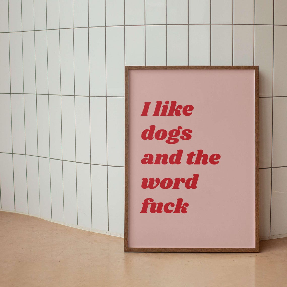 I Like Dogs and the Word Fuck Black Retro Bold Sweary Humor Poster - Image 3