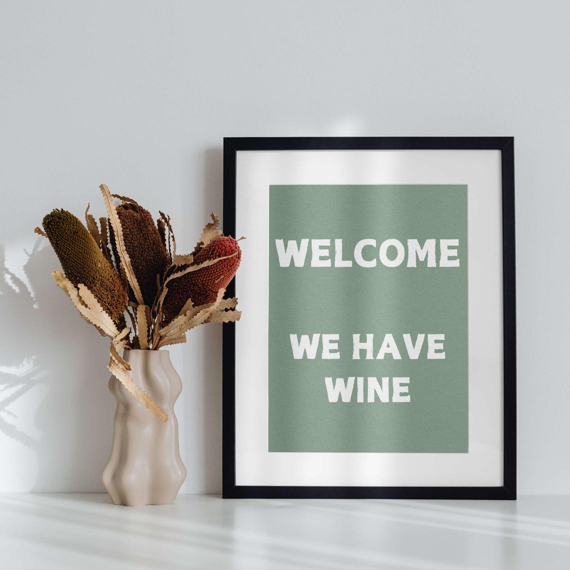 Welcome We Have Wine Funny Black White Kitchen Bar Cart Poster - Image 3