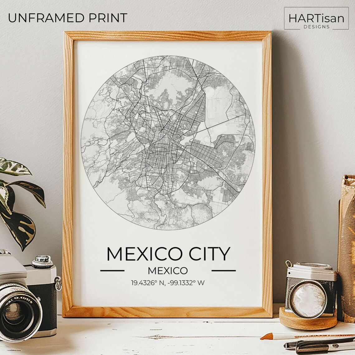 Mexico City Mexico Round City Street Map Art Travel Gift Poster - Image 5
