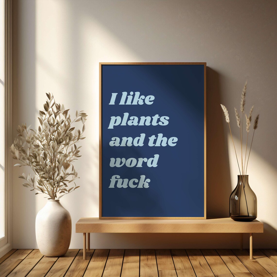 I Like Plants and the Word Fuck Sage Green Retro Humor Poster - Image 4
