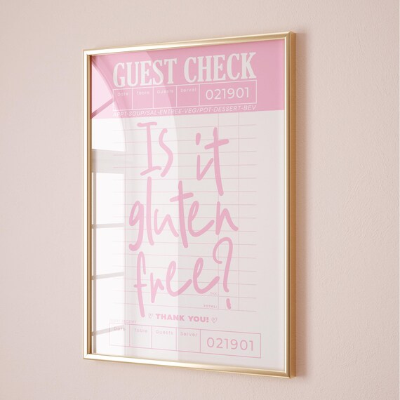 Is It Gluten Free Pink Guest Check Trendy Y2K Typography Poster