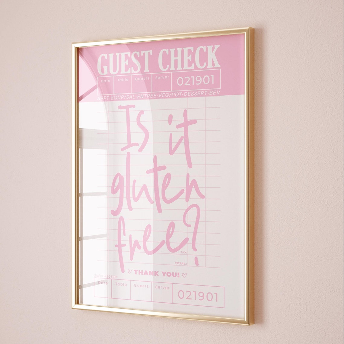 Is It Gluten Free Pink Guest Check Trendy Y2K Typography Poster